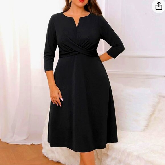 Cocktail Dress Black Long Sleeve Plus Size Xxl PLUS SIZE 2026  NEW - Picture 2 of 11
